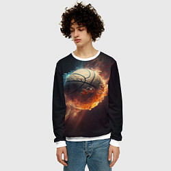 Свитшот мужской Баскетбольный мяч в космосе, цвет: 3D-белый — фото 2