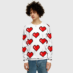 Свитшот мужской Сердца в стиле пиксель-арт, цвет: 3D-белый — фото 2