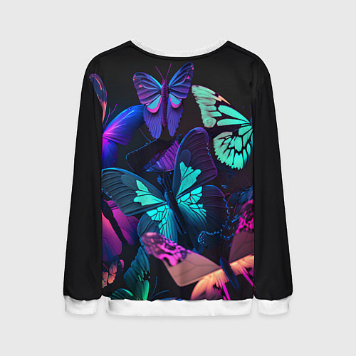Мужской свитшот Много неоновых бабочек / 3D-Белый – фото 2