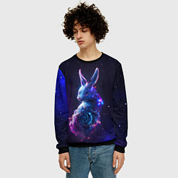 Свитшот мужской Космический звёздный кролик, цвет: 3D-черный — фото 2