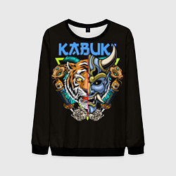 Свитшот мужской Тигр и Самурай, цвет: 3D-черный