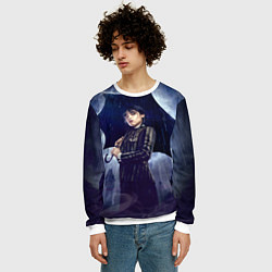 Свитшот мужской Уэнсдей Аддамс с зонтом, цвет: 3D-белый — фото 2