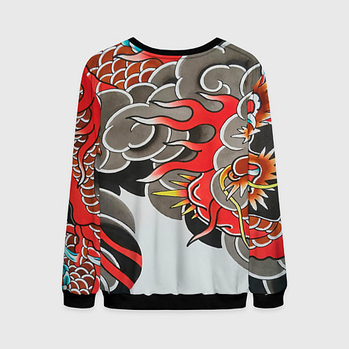 Мужской свитшот Иредзуми: дракон в дыму / 3D-Черный – фото 2