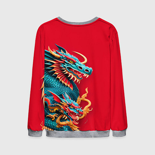 Мужской свитшот Japanese dragon - irezumi / 3D-Меланж – фото 2