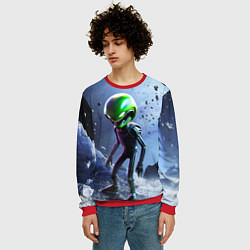 Свитшот мужской Alien during a space storm, цвет: 3D-красный — фото 2
