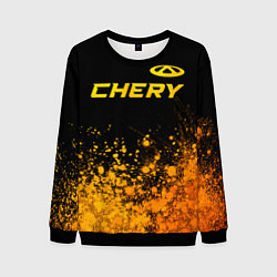 Свитшот мужской Chery - gold gradient: символ сверху, цвет: 3D-черный