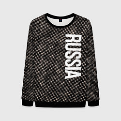 Свитшот мужской Россия на фоне узора медного цвета, цвет: 3D-черный