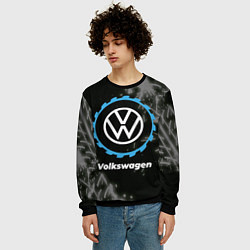 Свитшот мужской Volkswagen в стиле Top Gear со следами шин на фоне, цвет: 3D-черный — фото 2