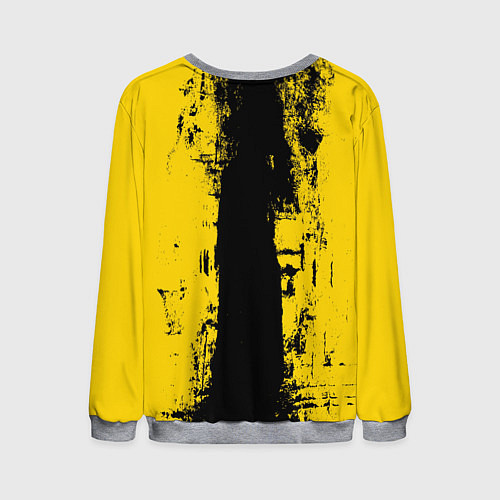 Мужской свитшот Вертикальная черно-желтая полоса Cyberpunk 2077 / 3D-Меланж – фото 2
