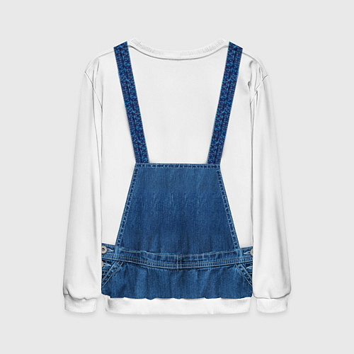 Мужской свитшот Котенок в кармане комбинезона / 3D-Белый – фото 2