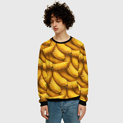 Свитшот мужской Сочная текстура из бананов, цвет: 3D-черный — фото 2