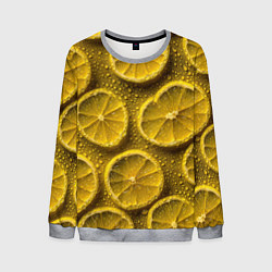 Свитшот мужской Сочный паттерн из долек лимона, цвет: 3D-меланж