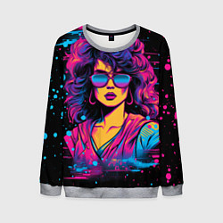 Свитшот мужской Lady - retrowave style, цвет: 3D-меланж
