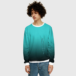 Свитшот мужской Силуэт лисы на градиентном фоне, цвет: 3D-белый — фото 2