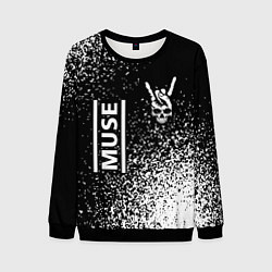 Свитшот мужской Muse и рок символ на темном фоне, цвет: 3D-черный