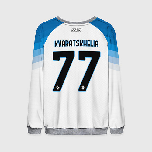 Мужской свитшот Хвича Кварацхелия Наполи форма гостевая / 3D-Меланж – фото 2