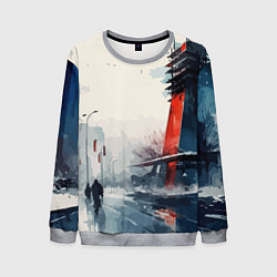 Свитшот мужской Наш город - коллекция Бело-сине-красный - Хуф и Ся, цвет: 3D-меланж