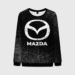 Свитшот мужской Mazda с потертостями на темном фоне, цвет: 3D-черный