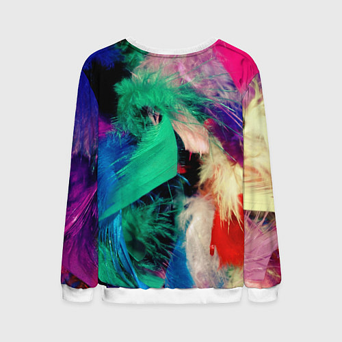 Мужской свитшот Неоновые перья павлина / 3D-Белый – фото 2