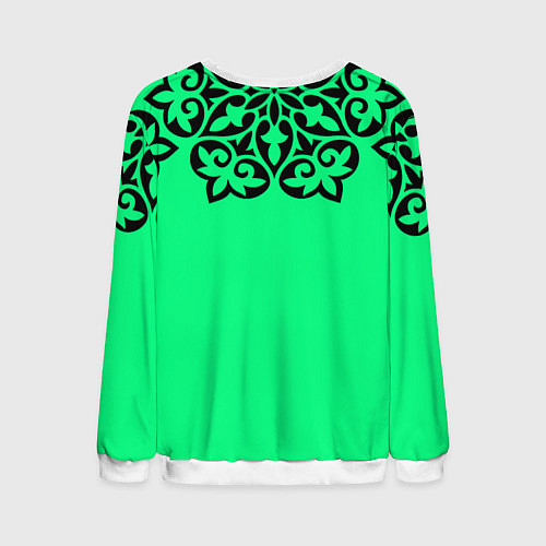 Мужской свитшот Мандала на неоновом кислотном цвете / 3D-Белый – фото 2