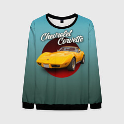 Свитшот мужской Классический спорткар Chevrolet Corvette Stingray, цвет: 3D-черный