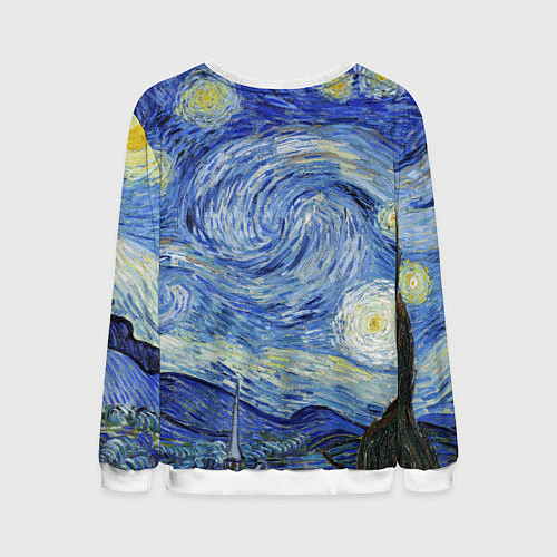 Мужской свитшот Кот Бегемот на примусе в Звездной ночи / 3D-Белый – фото 2