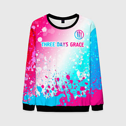 Свитшот мужской Three Days Grace neon gradient style: символ сверх, цвет: 3D-черный