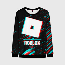 Мужской свитшот Roblox в стиле glitch и баги графики на темном фон