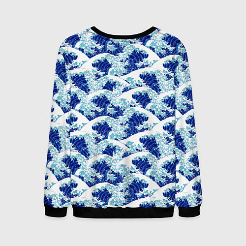 Мужской свитшот Японские синие волны / 3D-Черный – фото 2