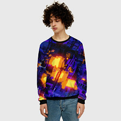 Свитшот мужской Фиолетовая и оранжевая схема, цвет: 3D-черный — фото 2