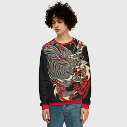 Свитшот мужской Борьба тигра с драконом, цвет: 3D-красный — фото 2