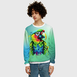Свитшот мужской Разноцветный попугай, цвет: 3D-белый — фото 2