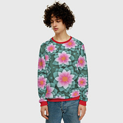Свитшот мужской Цветы с оптическим эффектом, цвет: 3D-красный — фото 2