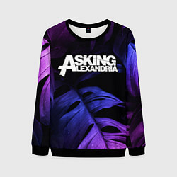 Свитшот мужской Asking Alexandria neon monstera, цвет: 3D-черный