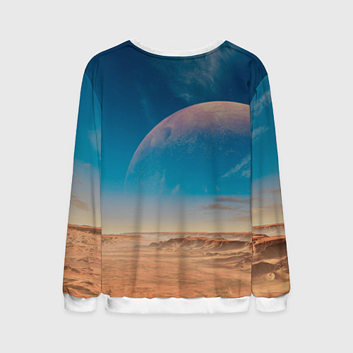 Мужской свитшот Пустыня и очертания планеты / 3D-Белый – фото 2