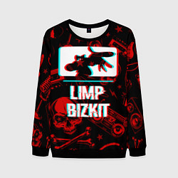 Свитшот мужской Limp Bizkit rock glitch, цвет: 3D-черный