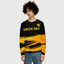 Свитшот мужской Green Day - gold gradient: символ сверху, цвет: 3D-черный — фото 2