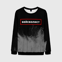 Мужской свитшот Бейсболист - в рамке красного цвета