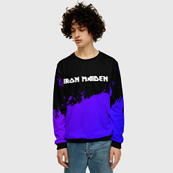 Свитшот мужской Iron Maiden purple grunge, цвет: 3D-черный — фото 2
