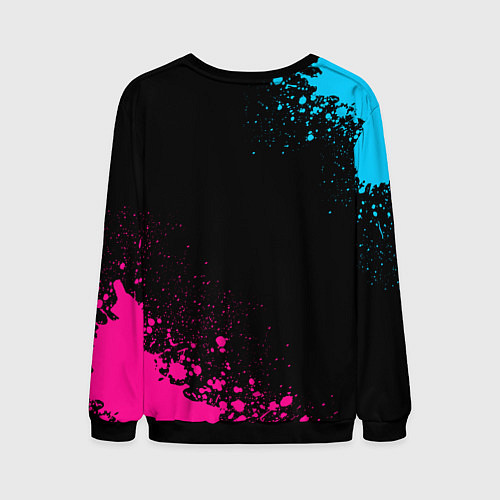 Мужской свитшот FAW - neon gradient: надпись, символ / 3D-Черный – фото 2