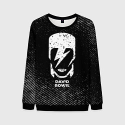 Свитшот мужской David Bowie с потертостями на темном фоне, цвет: 3D-черный