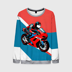 Свитшот мужской Нарисованный мотоциклист, цвет: 3D-меланж
