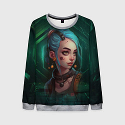 Свитшот мужской Jinx green Arcane League of Legends, цвет: 3D-меланж