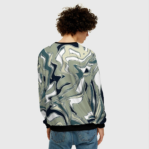 Мужской свитшот Абстракция оливковый / 3D-Черный – фото 4