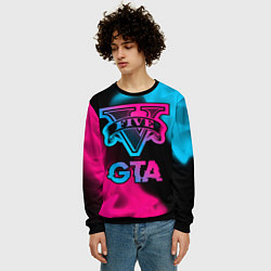 Свитшот мужской GTA - neon gradient, цвет: 3D-черный — фото 2