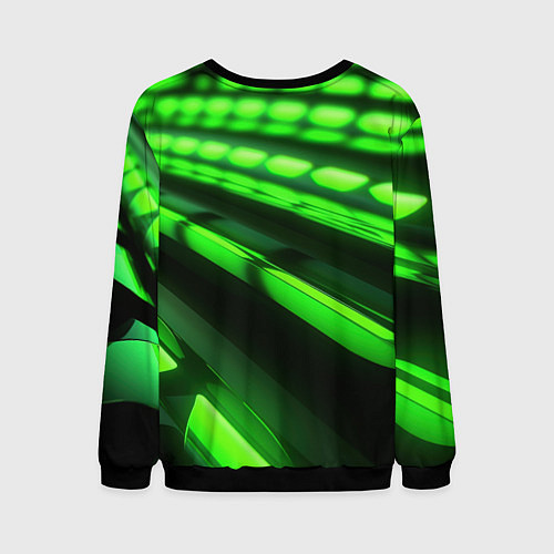 Мужской свитшот Green neon abstract / 3D-Черный – фото 2