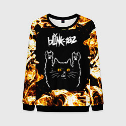 Мужской свитшот Blink 182 рок кот и огонь