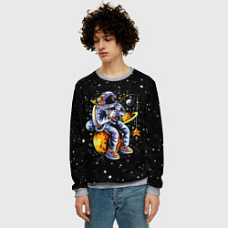 Свитшот мужской Космонавт на рыбалке - неон, цвет: 3D-меланж — фото 2