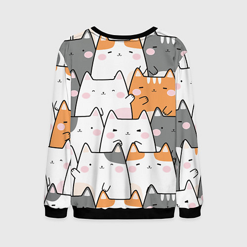 Мужской свитшот Семья котиков / 3D-Черный – фото 2