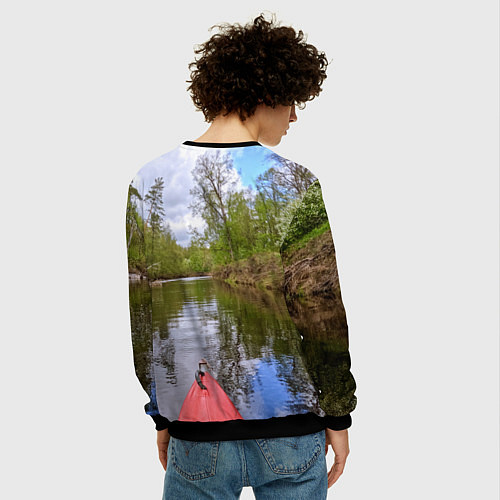 Мужской свитшот Красная байдарка / 3D-Черный – фото 4